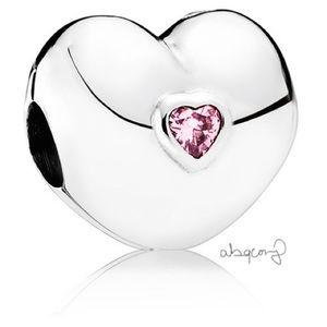 EUC Pandora 791981PCZ Sterling Silver Steady Heart Clip w/ Pink Zirconia